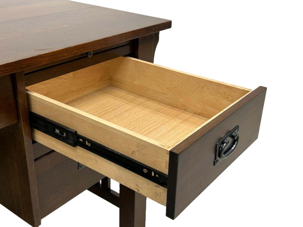 Mission Solid Quarter Sawn Oak Desk, Library Table With 5-Drawers Walnut