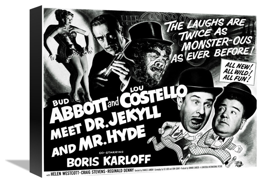 "Abbott & Costello - Meet Dr. Jekyll And Mr. Hyde" Canvas Giclee, 16"x12"