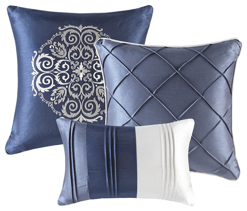 Madison Park Blaire 7 Piece Comforter Set in Navy