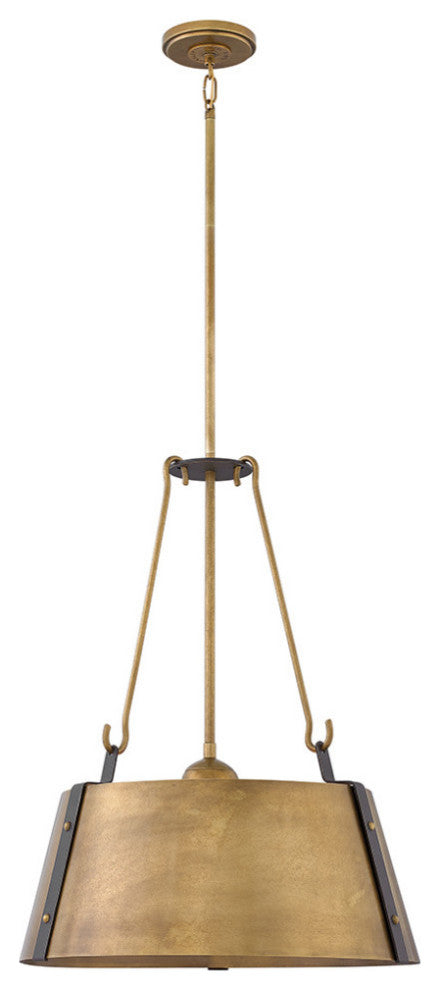 Hinkley Cartwright Single Tier Foyer Chandelier, Rustic Brass