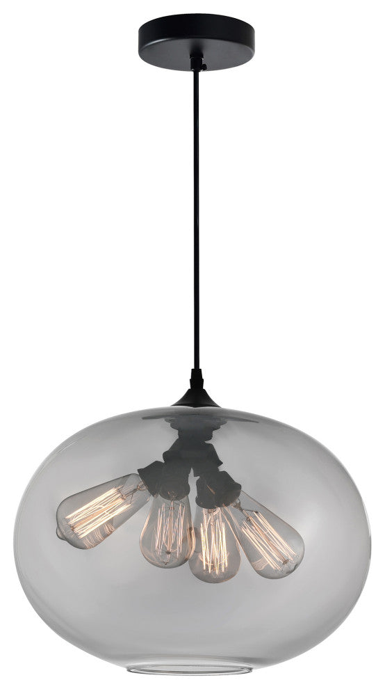 Glass Light Down Mini Pendant, Transparent Smoke, 16 Inches