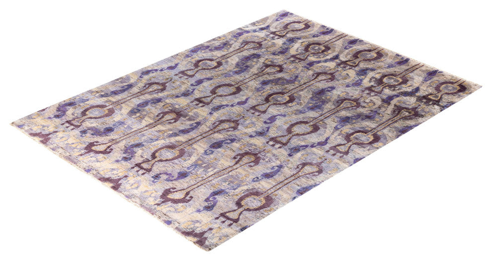 Ikat, One-of-a-Kind Handmade Area Rug - Purple, 9' 0" x 12' 3"