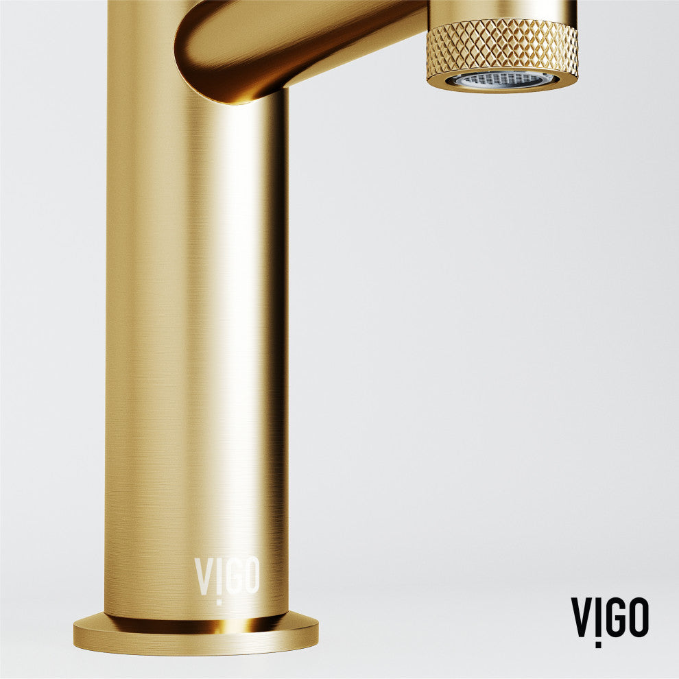 VIGO Sterling 7" H Single Handle Single Hole Bathroom Faucet, Matte Brushed Gold, Without Extras