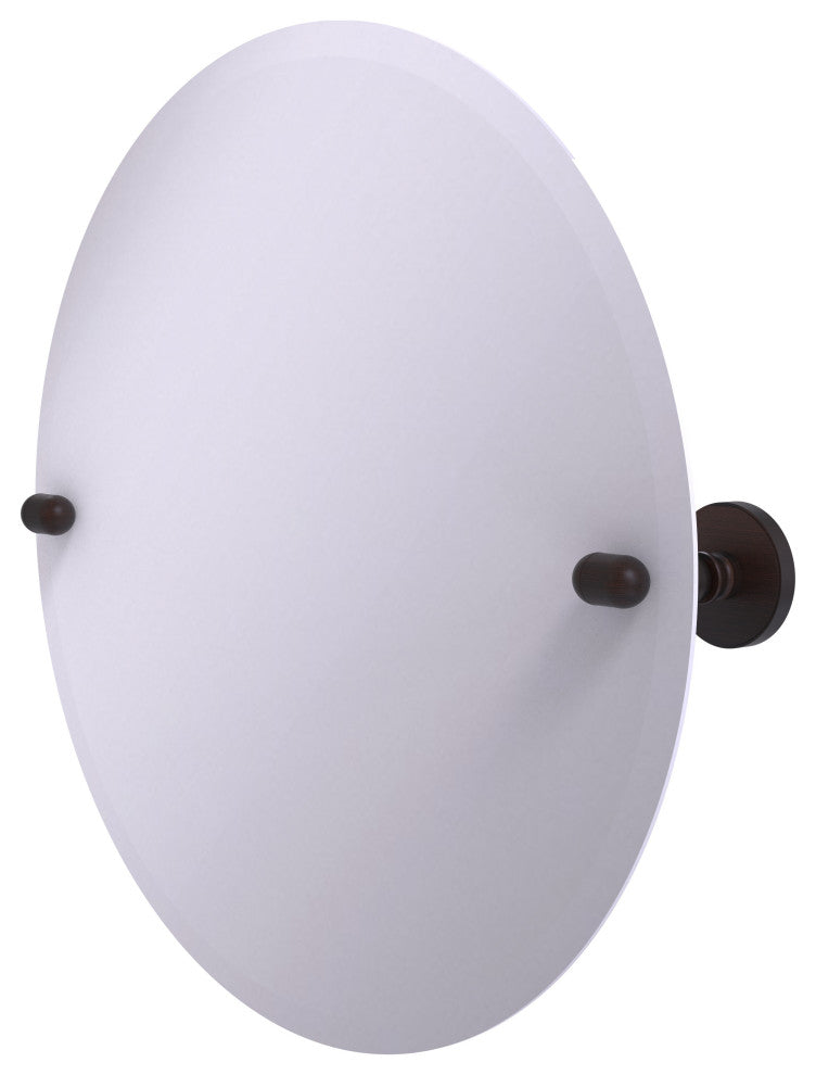 Frameless Round Beveled Edge Tilt Mirror, Venetian Bronze