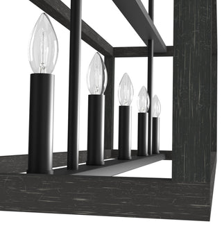 Hunter Squire Manor Matte Black and Dark Ash 6-Light Chandelier