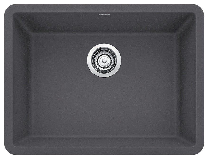 Blanco Precis Silgranit 24" Single Bowl Kitchen Sink, Cinder