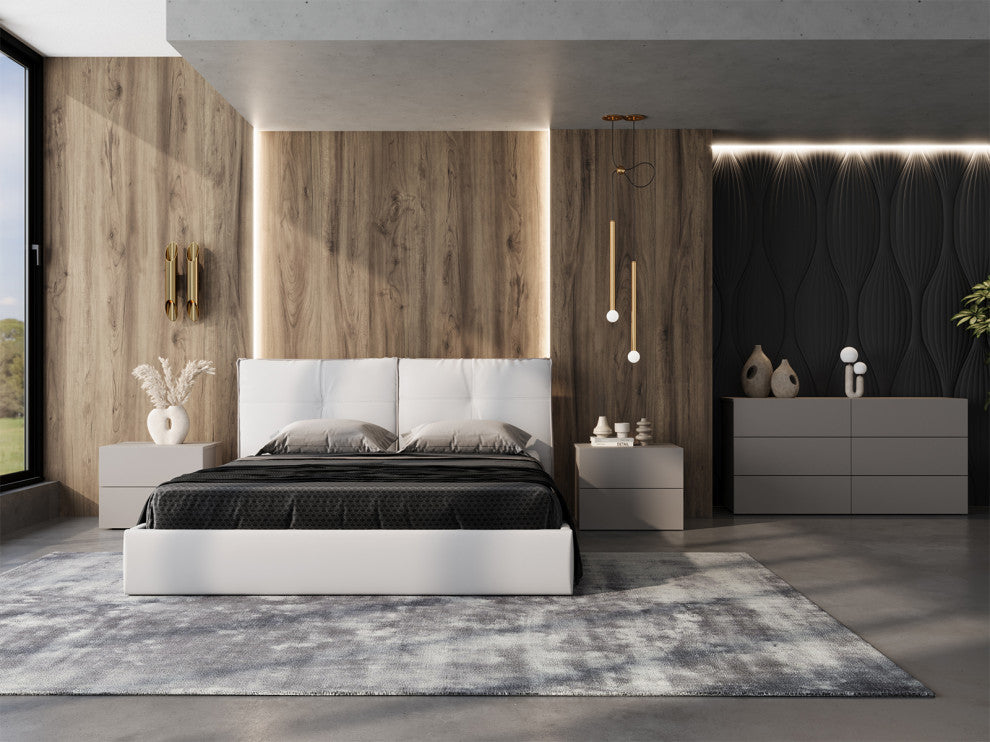 Ayla Nightstand, Taupe High Gloss