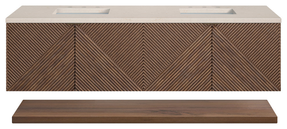 Marcello 72" Double Vanity, Chestnut, Eternal Marfil