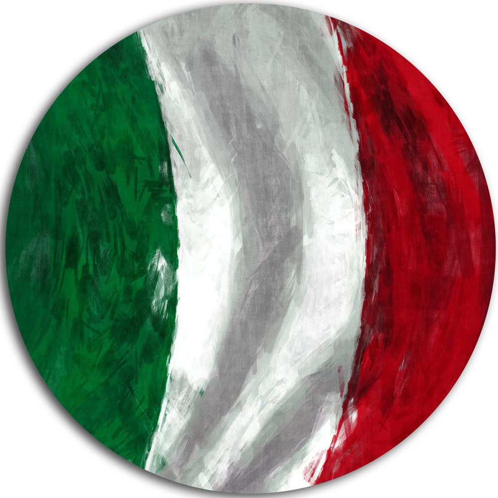 Italy Flag, Contemporary Disc Metal Artwork, 11"