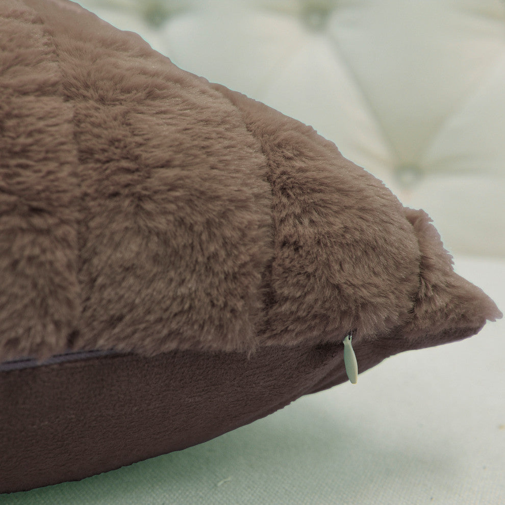 Rabbit Faux Fur Throw Blanket With 2 Pillows, Carafe