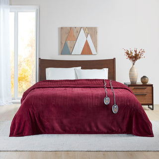 Beautyrest Solid Microlight Heated Blanket, Red, Full