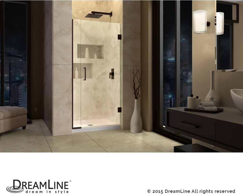 Dreamline Unidoor Min 33" To Max 33-1/2"x72" Hinged Shower Door