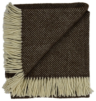 Highland Tweed Herringbone Pure New Wool Throw, Vanilla Bean