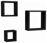 Lavish Home Floating Square Cube Wall Shelf Set Black