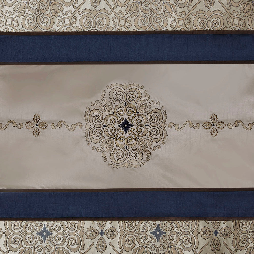 Madison Park Donovan Embroidered Medallion 72x72" Shower Curtain, Navy