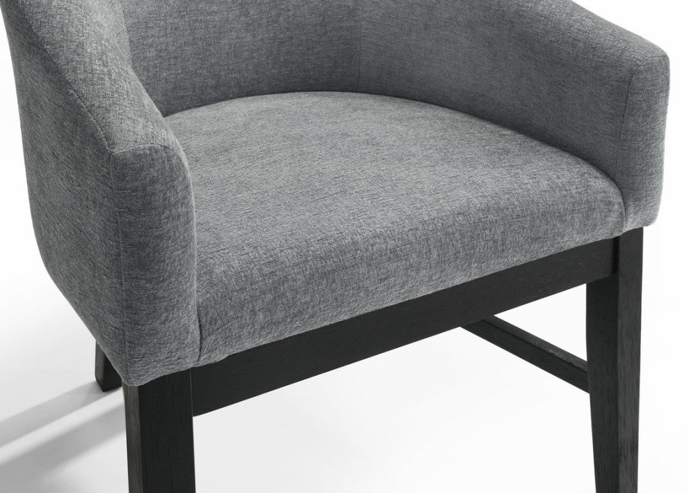 Haven Gray Barrel Dining Chair With Black Finish Legs, Set of 2