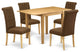 Dining Set 5 Pc 4 Parson Chairs, Dining Table Oak Finish Hardwood Brown Color
