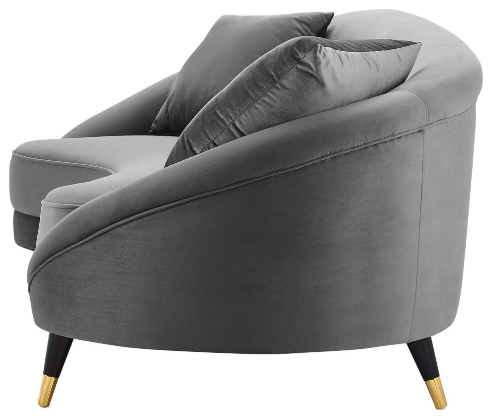 Sofa, Velvet, Gray, Modern, Living Lounge Room Hotel Lobby Hospitality