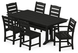 Lakeside 7-Piece Farmhouse Trestle Dining Set, Black