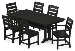 Lakeside 7-Piece Farmhouse Trestle Dining Set, Black
