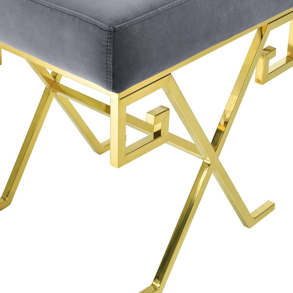 Twist Velvet Bench Gold Gray