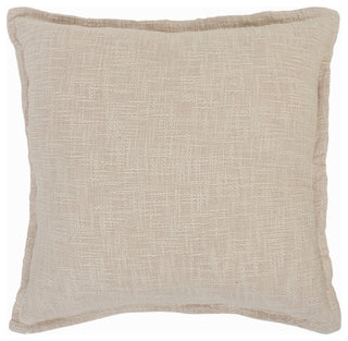 Ox Bay Handwoven Beige Solid Organic Cotton Pillow Cover, 20"x20"