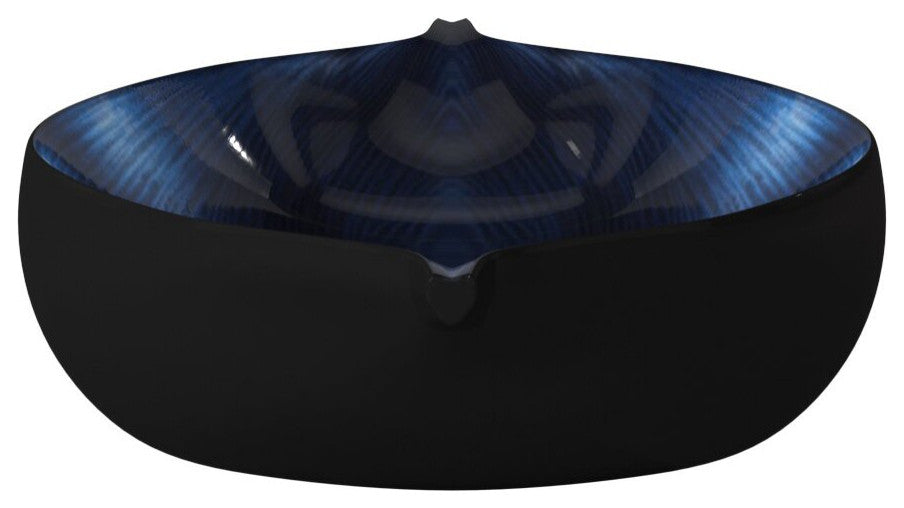 Sleek Blue and Black Lacquer Centerpiece Eye Bowl