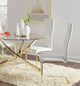 Chanel White Upholstered Dining Side Chair with Gold Brass Legs, Set of 4