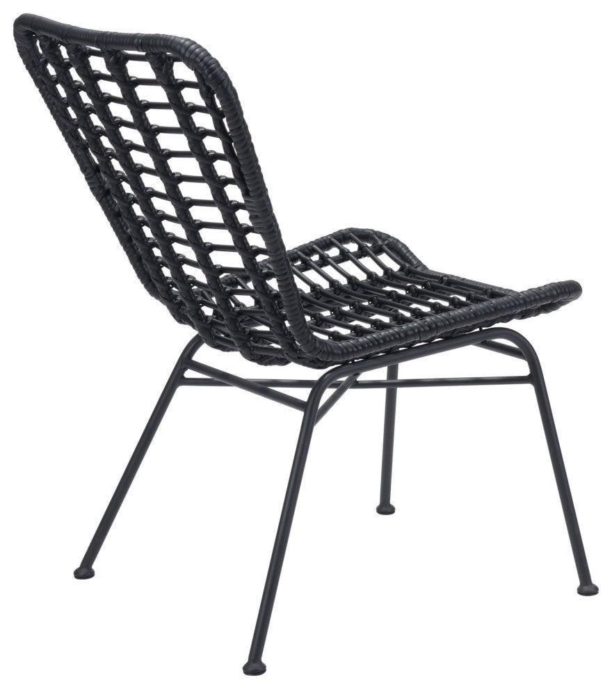 Dining Chair, Set of 2, Aluminum, Metal, Black, Outdoor Patio Balcony Garden