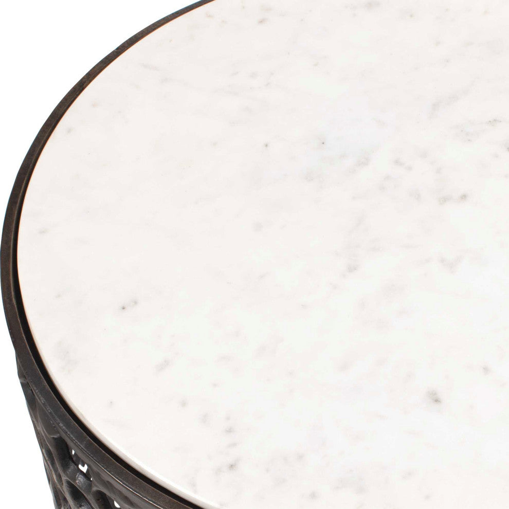 Uttermost Sabena White Marble Outdoor Side Table