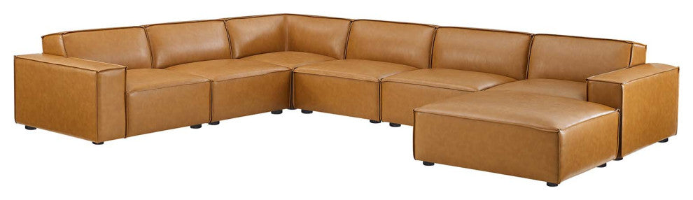Restore 7-Piece Vegan Leather Sectional Sofa Tan