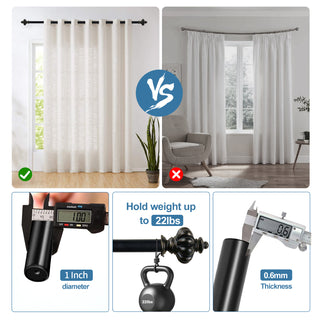 1" Diameter Regina Curtain Rod, 48"-84", Burnt Gold