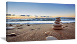 Stones Balance on Sandy Beach, Seashore Canvas Art Print, 32"x16"