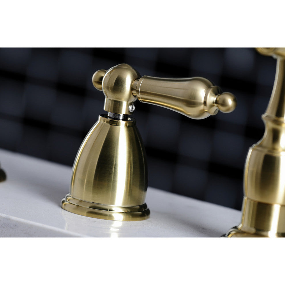KB1797ALBS 8" Widespread Kitchen Faucet With Brass Sprayer, Brushed Brass
