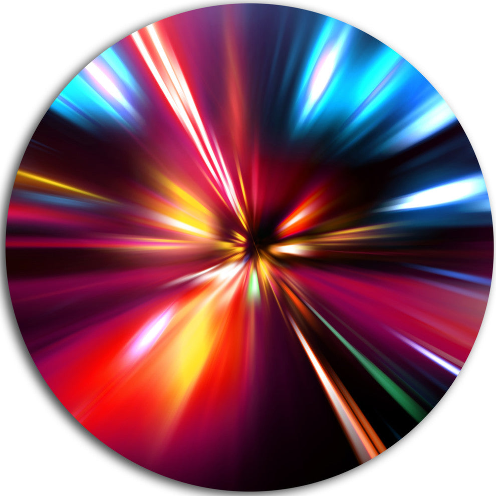 Speed Motion In Night, Abstract Digital Art Round Metal Wall Art, 11"