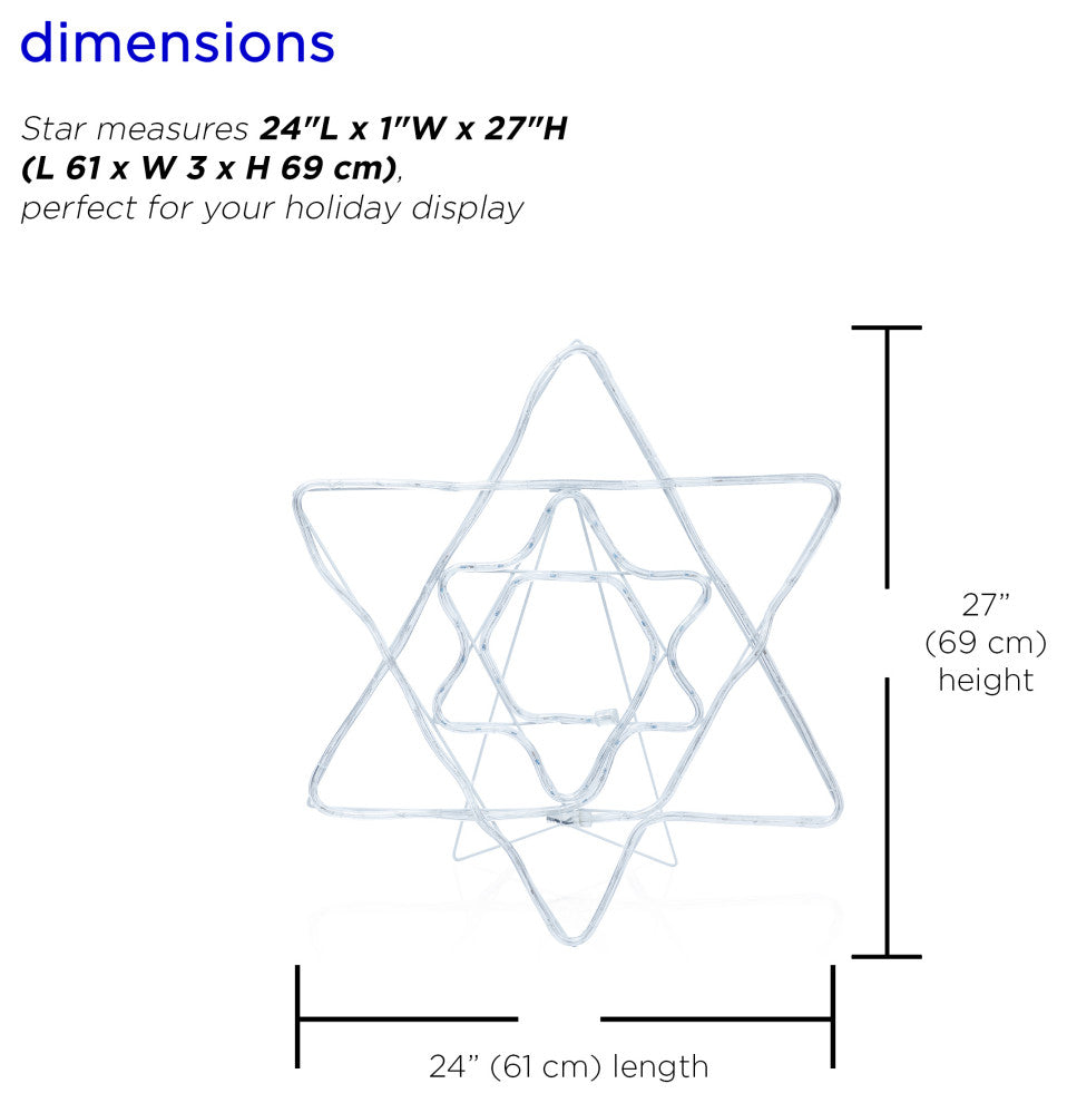 Hanukkah Decoration with Blue and White LED Lights, Star of David