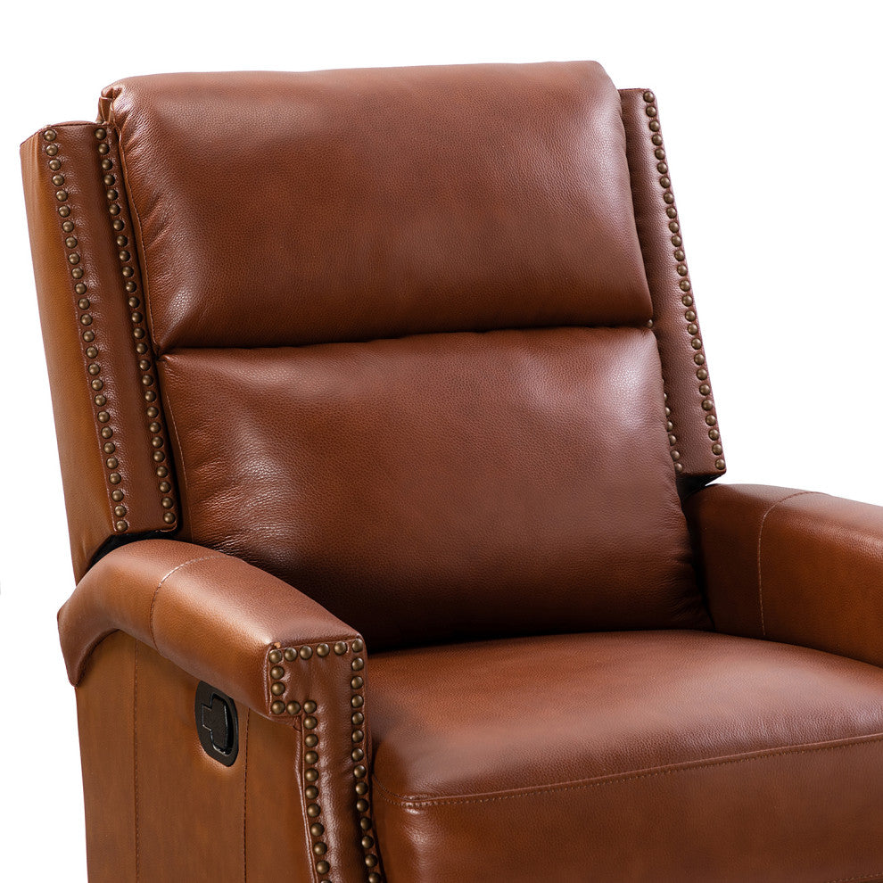 Genuine Leather Swivel Rocker Recliner, Set of 2, Brown