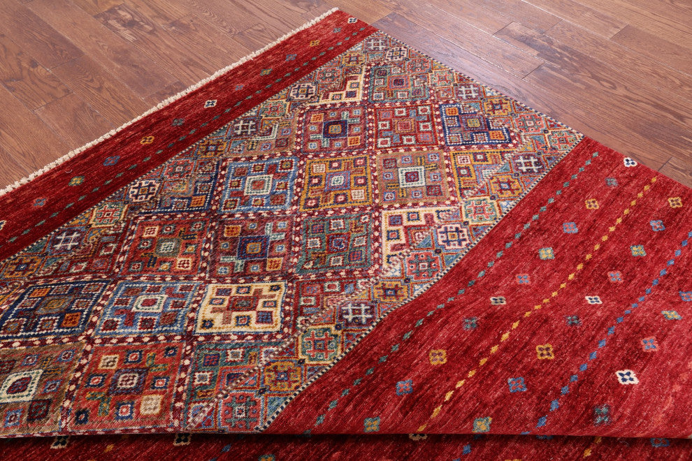 6' 8" X 9' 10" Hand-Knotted Super Kazak Khorjin Rug Q10738