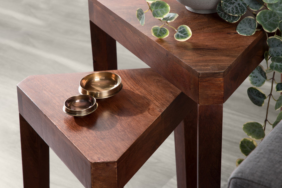 Talcott Wood Nesting Table Set, Walnut Brown 2 Piece