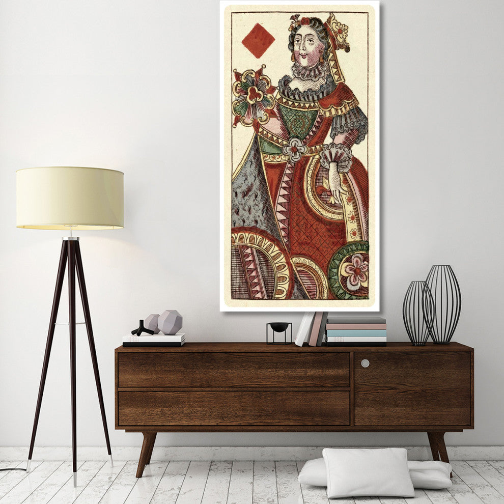 "Queen of Diamonds (Bauern Hochzeit Deck)" Paper Art, 38"x74"