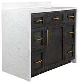 Palisade 42" Bathroom Vanity, Dark Oak, Engineered Marble
