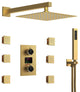 LED Temperature Digital Display Shower System With Body Jets, Brushed Gold, 12 Inches