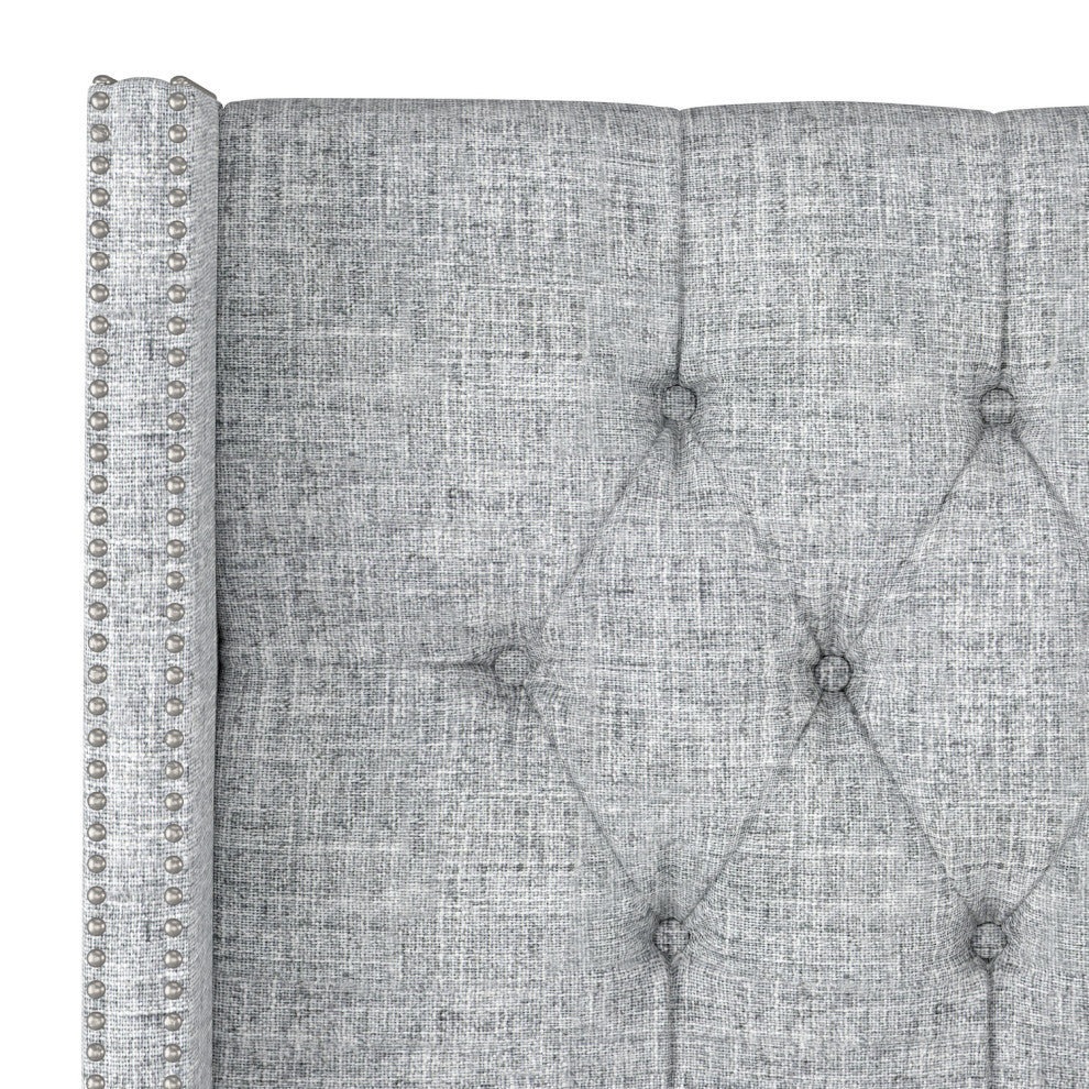 Monarch Queen Tufted Wingback Headboard, Zuma Pumice