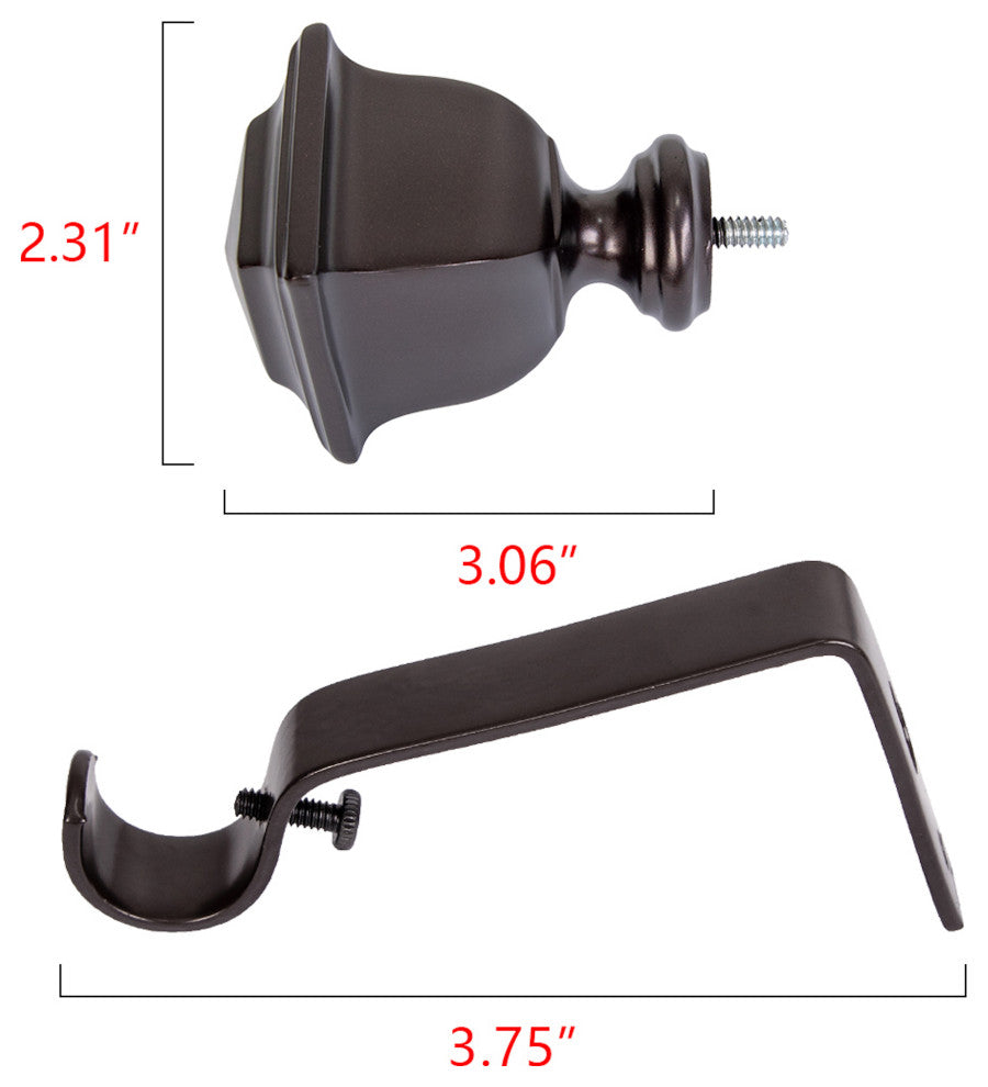 UTOPIA ALLEY 3/4" Single Adjustable Curtain rods for Windows, Oil Rubbed Bronze, 48"-86"