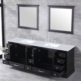 Dukes 84" Espresso Double Square Sink Vanity with Quartz Top, With Mirror
