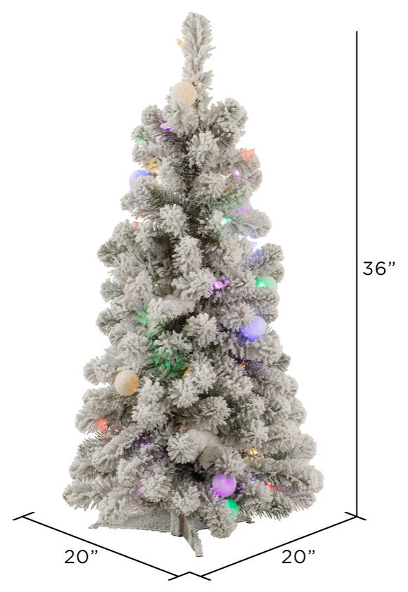 Vickerman Medium Flocked Kodiak Spruce Tree, 3', Multicolor Led Lights