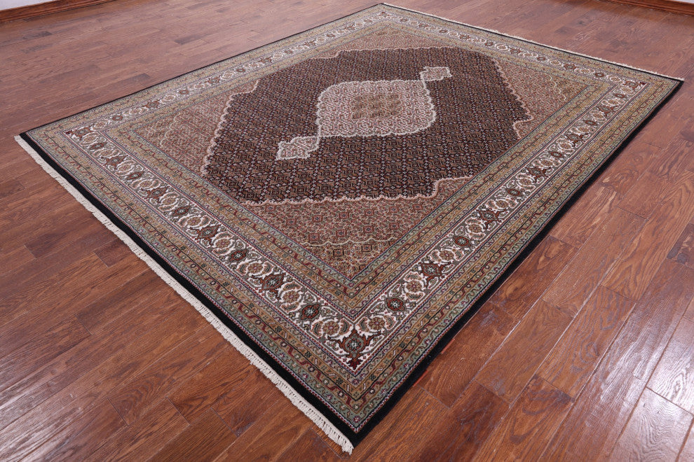 8' 0" X 9' 11" Persian Tabriz Wool & Silk Hand-Knotted Rug - Q13010