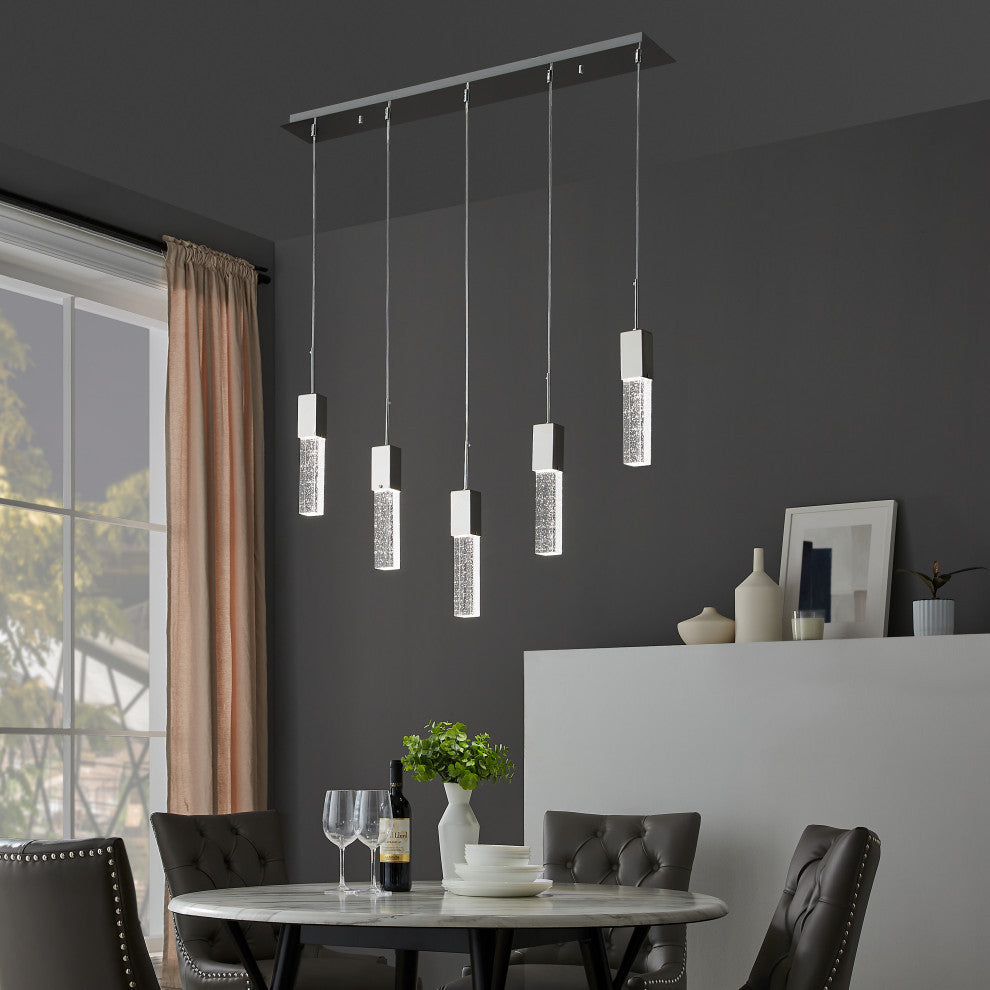 Rectangular Crystal Chandelier // 5 Light