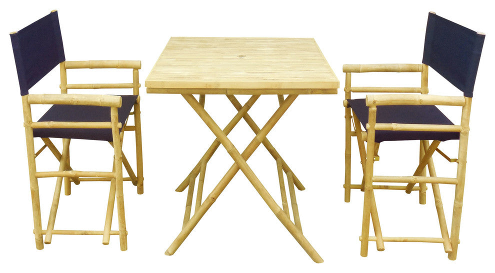 Square Table Set With 2 Director Canvas Chairs, Indigo
