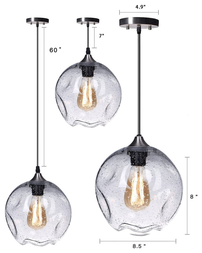 Retro Glass Pendant Lighting Fixture, Farmhouse Hanging Light